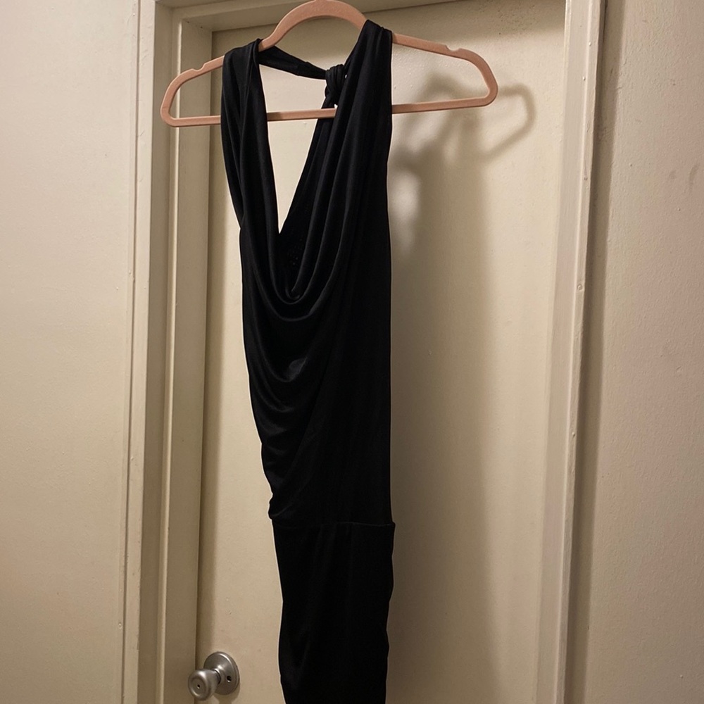 Guess by Marciano black mini dress. Halter, cowl neck, ruched back - size S/P